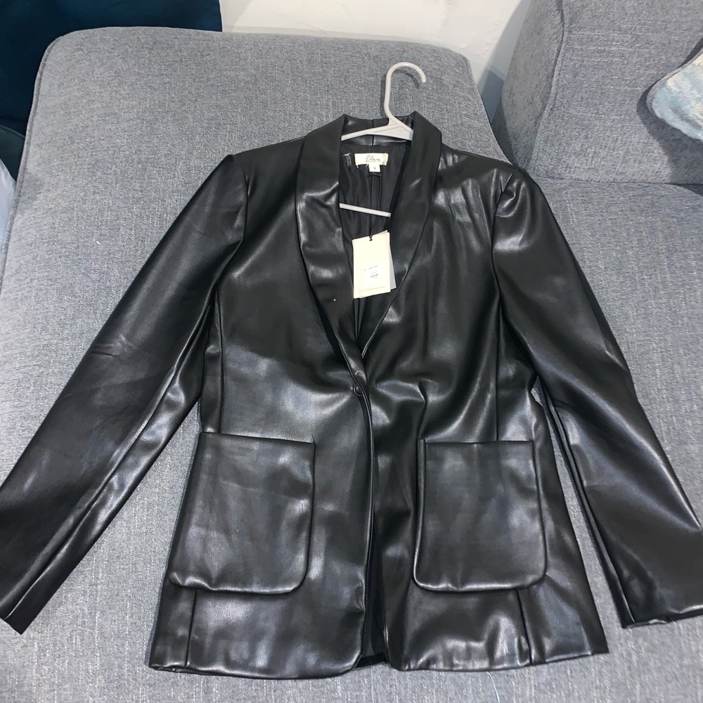 Faux leather blazer
